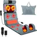 Full Body Massage Mat with Heat, Vibration Massage Pad with Detachable Shiatsu Neck Massager & Foot Massager, Inflatable Head Pillow and Lumbar Pillow, 10 Vibration Motors 3 Timers Gift for Parents