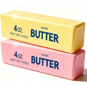 2 x 2PCS Butter Stick Squishy Toys, Soft Slow Rising Squeeze Fidget Toys, Stress Relief Squishies for Office Desk, Party Favors, Birthday Gifts for Kids & Adults (Yellow & Pink)