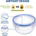 KIGI Small Plastic Bowls with Lid, Leak Proof Round Food Storage Container Set for Meal Prep, Lunch & Soup, 4 Sided Locking Lid, Airtight, BPA-Free Plastic, 10 oz / 1.25 Cup, 8 Piece set