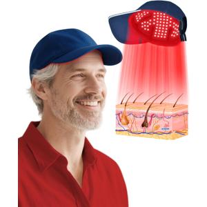 Light Therapy Hat, Red Light Cap for Head with Timer & Controller, Red Light 630nm Infrared Light 850nm 940nm Infrared Therapy Cap (Blue)