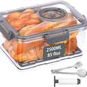 CEYAZYE Bread Box for Kitchen Storage, Vacuum Airtight Container with Time Recording, Seal Countertop Bread Holder for Homemade Toast Bagel Donut Roll Bun (Tongs & Pump)