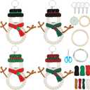 ACRNIGHEET 4PCS Macrame Christmas Ornament Kit, Snowman Knitting Ornaments Decoration Set, Easy Macrame Kits for Adults Beginners, Xmas Party Supplies