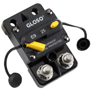 GLOSO Circuit Breaker E9C 25A Waterproof Auto Rese Breaker for Car Truck RV Automotive Marine Boat Trolling Motor & Custom Wiring Audio Battery Protection Side by Side Stud IP67 Hi-Amp (25A)