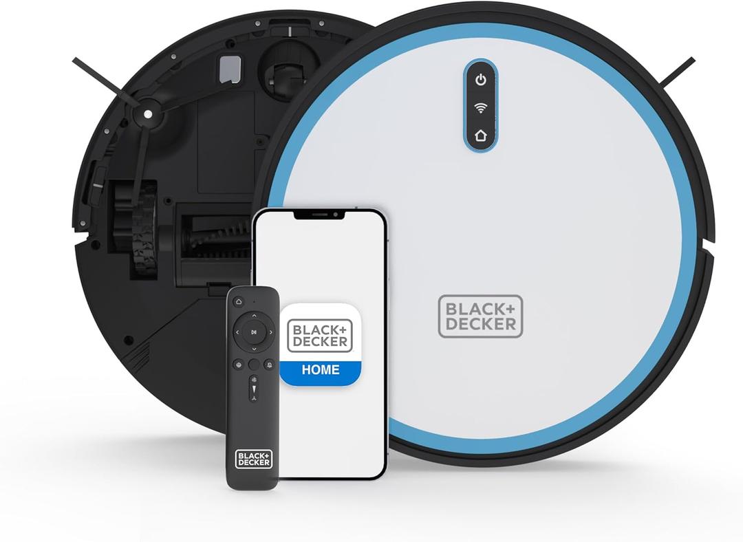 BLACK+DECKER Roboseries Robot Vacuum - 2000Pa Suction, Smart Mapping, App & Remote Control, 120 Min Runtime, Self-Charging, Works with Alexa, Perfect for Hard Floors, Carpets, Pet Hair, Low Carpet