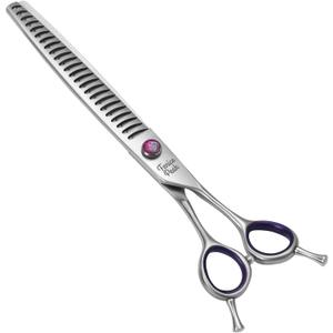 Fenice Peak 8'' Chunker Dog Grooming Scissors with Decorative Screw Professional 440C Stainless Steel Metallic Pet Thinning Shears with Offset Handle Durable and Sharp