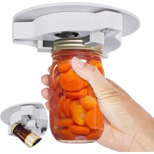 Banyaa Jar Opener Bottle Opener for Seniors with Arthritis - Under Cabinet Jar Opener for Weak Hands, Rotary Lid Opener, Easy Twist-Off Lids for Jars & Bottles, Original Kitchen Gadgets (White)