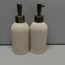 Hand Soap Dispenser for Bathroom and Kitchen Countertop, 10 oz Resin Soap and Lotion Dispensers Set with Plastic Rust Proof Pump, Boho Refillable Liquid Dish Soap Dispensers Bottle,Beige (2 Pack)