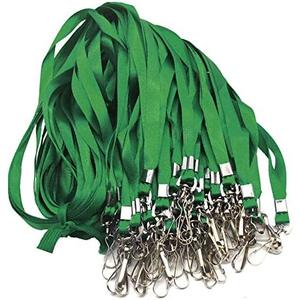 Beebel Lanyard Bulk Lanyards for Id Badges Flat Lanyard with Badge Clip Swivel Hook 50 Pack, 38 Count (Green) 