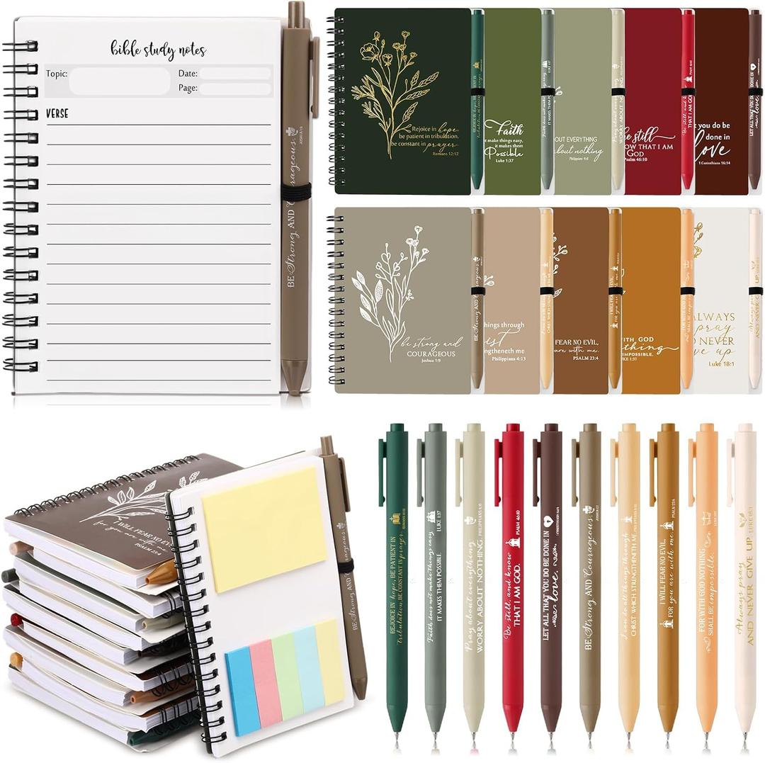 Resurhang 40 Pcs Christian Mothers Day Gift for Mom, Church Gifts, Bible Study Notebook with Notes Christian Pen Religious Journal Notepad for Mom Dad Church Pastor Sunday Employee (Retro Color)