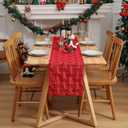 Christmas Table Runner Quilted Plush 3D Table Runners Red Xmas Tree Sequins Runners for Tables Kitchen Dining Decorations Winter Runner Party Supplies 13x72 Inch