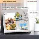 Magnetic Bulletin Board with Stand – Small Dry Erase Memo Board – Tabletop Metal Easel for Magnet Display – 10x8 Inches + 2 Magnets