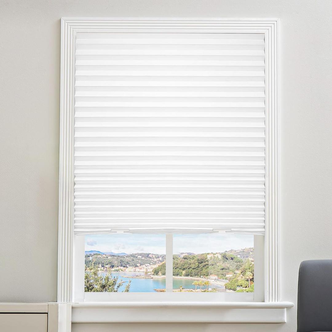 6 Packs Cordless Pleated Light Filtering Window Shade 36 in x 72 in Easy to Cut and Install, White, Paper Blinds with 12 Clips