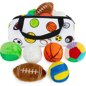 Beetoy Sensory Sports Balls for Infant Toddlers, Baby Toys for Early Education, Different Sensory Tactile Textures Balls with Rattle & Squeakers