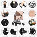 Medium Dog Stroller, Kenyone Pet Stroller for Medium Dogs Up to 55lbs, Lightweight Aluminum Frame, One Click Folding, Large Cat Stroller with No Zip Entry, Detachable Mesh, Multiple Pockets