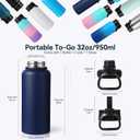 Neihepal 32 oz Insulated Water Bottles Bulk with 2 Lids (Straw & Spout Lid), Stainless Steel Double Wall Water Bottle, Keeps Cold 24H & Hot 12H (Navy,8 Pack)