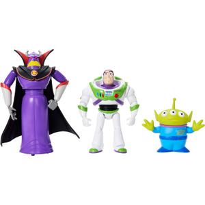Mattel Disney Pixar Storytellers Story Intergalactic 3-Pack of Action Figures, 4-Inch Scale Buzz Lightyear, Zurg & Alien Posable Toys