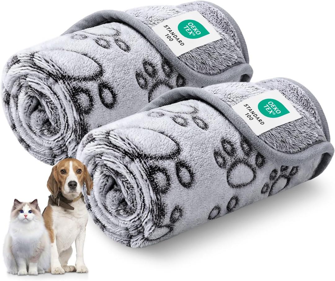 Luciphia Premium Soft Dog Blanket for Small Medium Large Dogs Washable 300GSM Fluffy Warm Fleece Puppy Cat Paw Print Pet Flannel Pcs2 Grey Paw XL(57"x40")