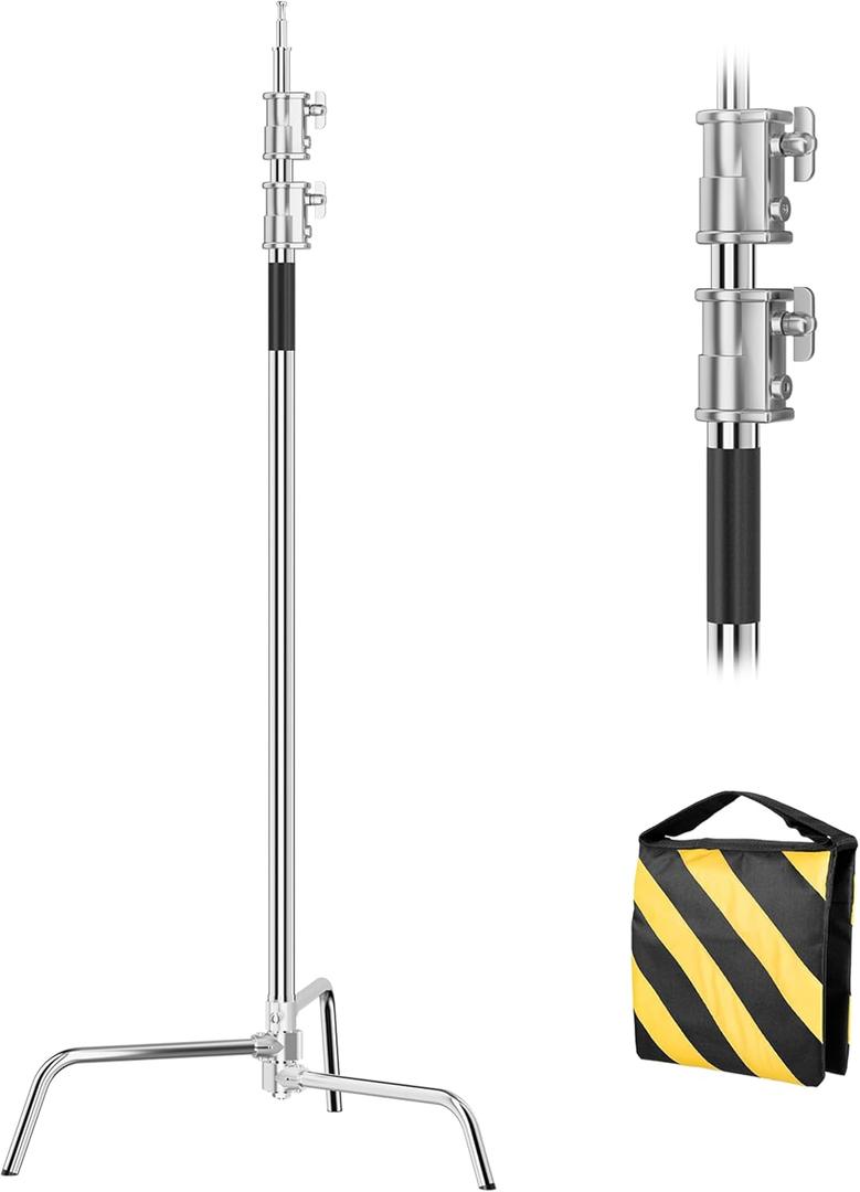 C Stand, Photography Light Stand - Heavy Duty C-Stand with 10.8ft Stainless Steel Pole, 45 lbs Load Capacity for Studio Softbox, Monolight, Reflector