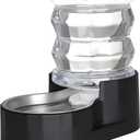 RIZZARI Dog Food Water Dispenser: 4L Large Black Stainless Steel Feeder with Activated Carbon Ion Exchange System - Soften Water and Remove Odor - Prevent Urinary Stone - Garden and Study Room