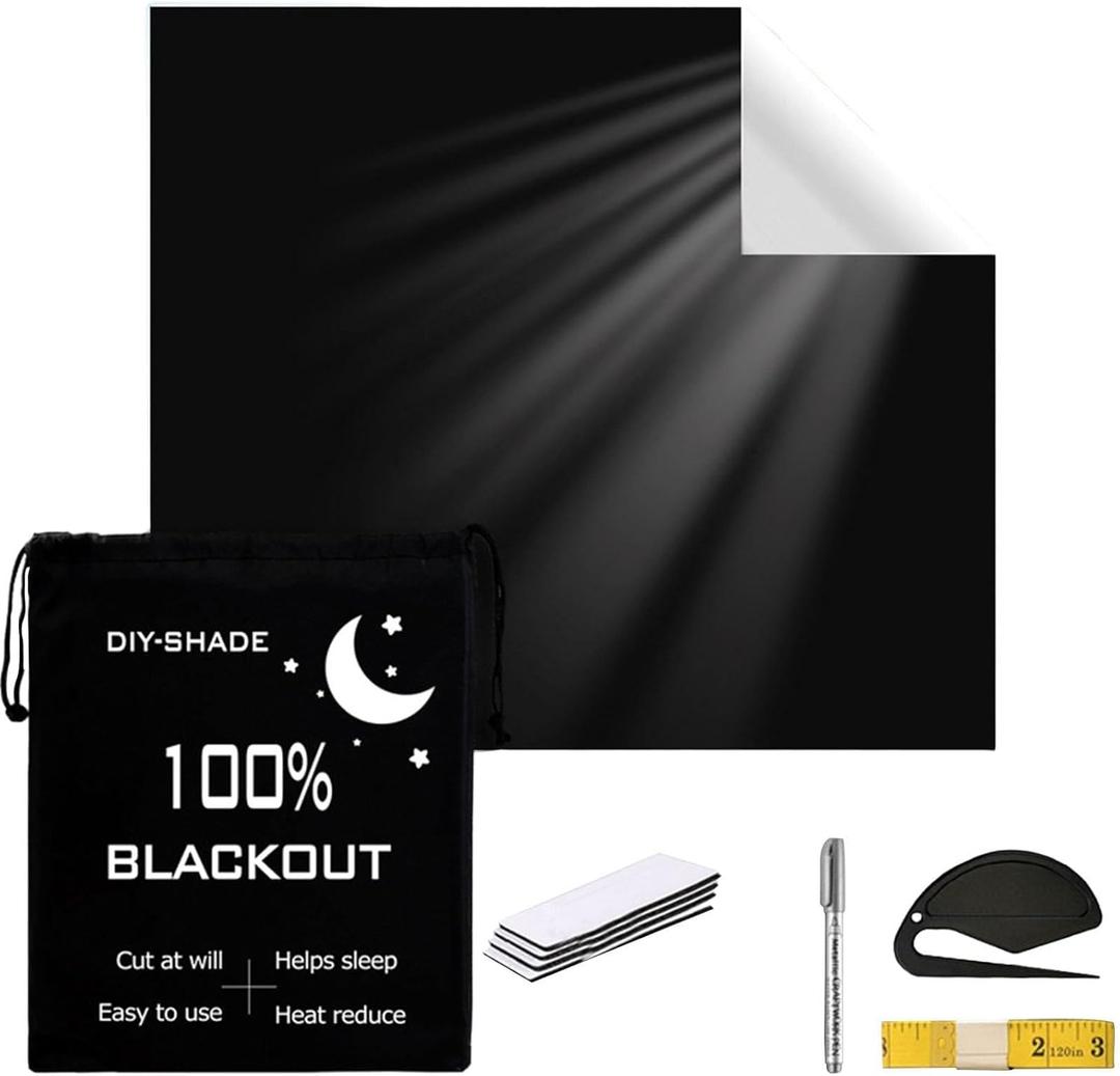 Uv Block Blackout Curtain Portable No Drill Removable Shade for Travel Bedroom Living Room Home Black 3M