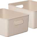Superio Eco-Friendly Decorative Plastic Open Home Storage Bins Organizer Baskets, Large (2 Pack) Container Boxes for Organizing Closet Shelves Drawer Shelf 15 Liter (15 Liter (2 Pack))