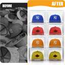 SCAVATA Hat Organizer Box, Stackable Clear Baseball Caps Holder Box Containers with Magnetic Door for Hats Snapback Cap Storag, Hat Rack Display Case, Holds 8 Hats Each (Clear, 2 Pack)