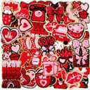 72 Pcs Valentine's Day Chenille Patches Glitter Pink Red Heart Bow Iron on Patches Galentines Appliques Sew on for Hat Backpack Clothes Shirt Jeans DIY Craft Party Favors