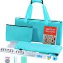 American Mahjong Game Set, 166 Light Green Tiles, 4 All-in-One Transparent Racks/Pushers, Complete Mahjong Tile Set, Light Blue Carrying Bag