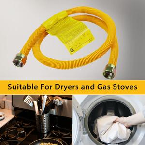 72" Flexible Gas Line Kit for Dryer, Stove, Range, Stainless Steel Gas Dryer Connector Kit, Fitting size: 1/2" FIP & 1/2" MIP & 3/4" MIP Fitting, Not Fit All Appliance, Yellow