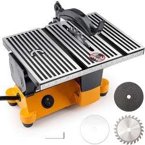 Mini Table Saw, Portable Multi-Functional Electric Miter Saw for DIY Crafts, Cutting Metal, Ceramic Tile, Glass, Desktop Saws with 3 Blades