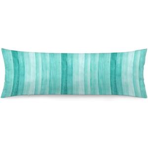 Teal Body Pillow Cover Turquoise and Blue Long Pillow Case with Zipper Decorative Bedding Pillowcase Blue Green Painted Wood Background Throw Pillow Covers Soft Cushion Pillow Case for Bedroom,20"x54" (Color-011)