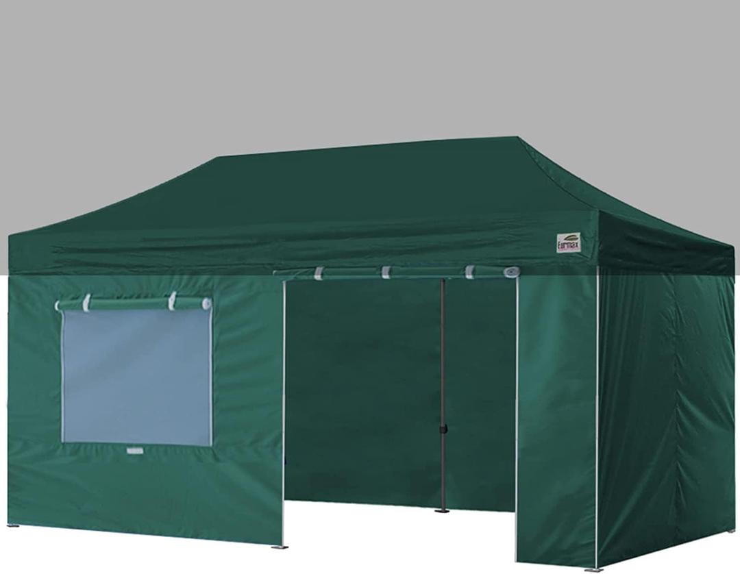 Eurmax USA Full Zippered Walls for 10 x 20 Easy Pop Up Canopy Tent,Enclosure Sidewall Kit with Roller Up Mesh Window and Door 4 Walls ONLY,NOT Including Frame and Top(Forest Green)