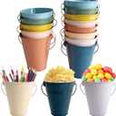 16 Pack 5.1" High Small Metal Bucket with Handle, 28 oz Colorful Mini Galvanized Tin Bucket Pail Party Supplies Decor, Flower Succulents Vase Planter, School Classrooms Crafts Pencil Holder