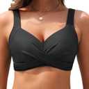 Women Underwire Bikini Tops - Push Up Swim Top Only Bra Padded Bathing Suit Top 2025 Swimsuit Tops (18W, Black)