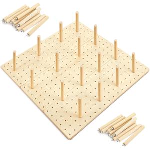 3 Pcs Wood Pegboard Drawer Organizer, Natural Wood, 17 x 5.91 Inch, Pine