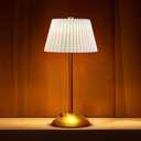 JHPGEOE Cordless Metal Desk Lamp,Touch Sensor Control LED Table Lamp,3 Way Dimmable Nightstand Lamp with Fabric Shade Desk Lamp for Living Room, Dorm, Home Office (White)