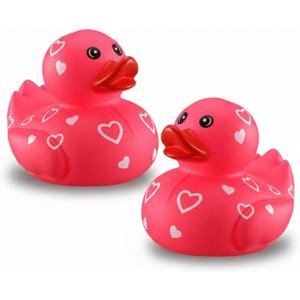 Jerify 3 Inch Large Valentine's Day Rubber Ducks 6 Pcs Valentine Large Pink Sweetheart Duckies Rubber Ducks for Bathtub Toys Party Favors Decorations Classroom Prizes Exchange Gifts