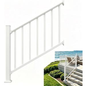 Deck Railing Kit for Deck, Porch, Patio & Balcony(White-Stair, 4FT)