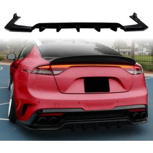 Rear Diffuser Extension Fits KIA Stinger 2018-2021 Only, Add-On Rear Bumper Diffuser, ABS Plastic, Gloss Black
