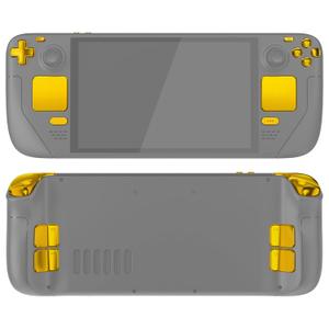 eXtremeRate Replacement Full Set Buttons for Steam Deck OLED, Chrome Gold DIY Custom ABXY D-pad Trackpad Bumpers Triggers Buttons with Tools for Steam Deck OLED Console - No Console