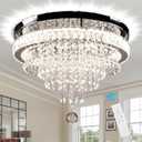 FRIXCHUR 19.7" Modern Crystal Chandeliers Crystal Ceiling Light LED Remote Control Chandelier Light Fixture for Bedrooms Living Room Dining Room Lights (Dimmable)