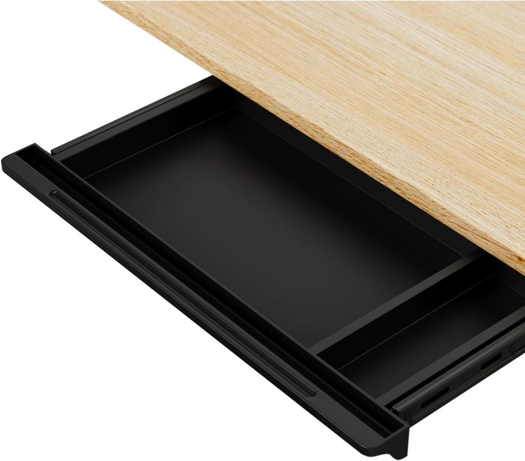 Under Desk Mounted Sliding Drawer to pull out, Attachable Desk Pencil Drawer Ball-Bearing Slides (Black), 11"D x 20.6"W x 1.34"H