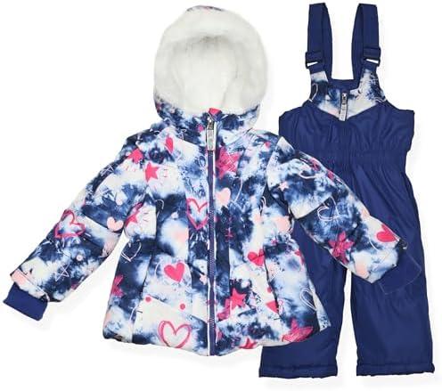 Arctic Quest girls Bib Snow Pants and Ski Jacket Water-resistant Snowsuit for Kids Winter Hooded Jacket Size 4