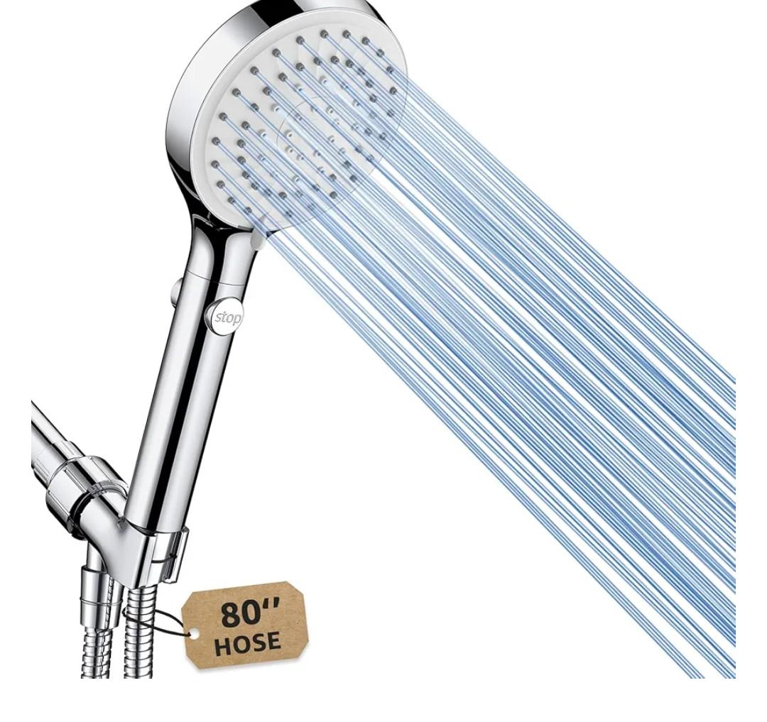 FASDUNT Shower Head with Handheld, High Pressure Handheld Shower Head with 80" Extra Long Stainless Steel Hose & Adjustable Bracket, Showerhead with ON/OFF Switch for Pets Bath