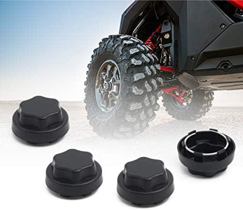 CPOWACE Tire Wheel Hub Caps Compatible with Polaris RZR PRO XP 4 2020-2021/ Can Am Defender MAX HD5 HD8 HD10 2016-2019 Accessories Black Dust Center Hub Cap Covers (4PCS)