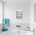 BJYCHG Teal Bathroom Wall Art Turquoise Wall Decor Rustic Bathroom Signs Canvas Prints Farmhouse Flowers Bottles Painting Picture Toilet Decor Framed (Teal, 24L x 16W)