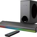 2.1 Channel RGB Gaming Soundbar Speaker with Subwoofer for TV and PC | Bluetooth Sound Bar with Dynamic LED Lights Sync to Music & Games HDMI ARC/Optical/AUX/USB