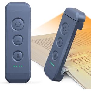 Glocusent USB Rechargeable Book Light, Portable Clip-on LED Reading Light, Reading Lights for Books in Bed with 3 Amber Colors & 5 Brightness Dimmable, Compact & Long Lasting, Perfect for Book Lovers (Dark Blue)