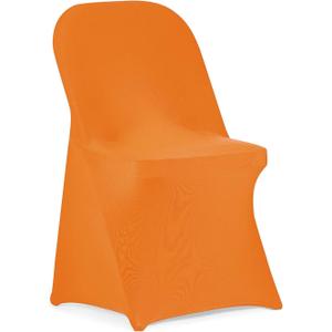 Peomeise Stretch Spandex Folding Chair Cover for Wedding Party Dining Banquet Event (Orange,12pcs)