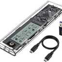 M.2 NVMe SSD Enclosure with LCD Screen, USB 3.2 Gen 2 (10 Gbps), Transparent External Solid State Drive Adapter for 2280 PCI-E M and B&M Keys, USB Type C Converter Case